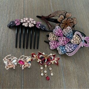 Elegant Crystal Hair Accessories Set Boundle 6 hair accessories, hair clips